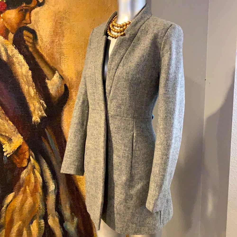 Zara Basic Grey Wool Jacket. Sz M - image 2